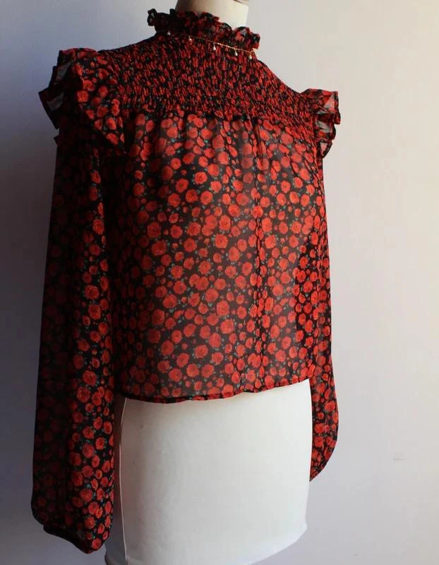 Red and black floral Bershka blouse – photo 2